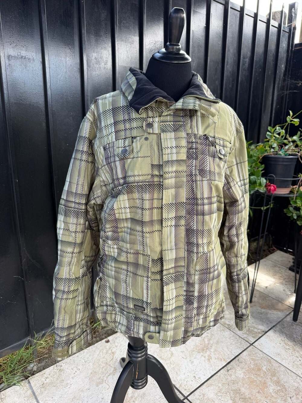 Vintage Oakley Green Plaid Snowboarding Ski Jacket Regular Fit Medium